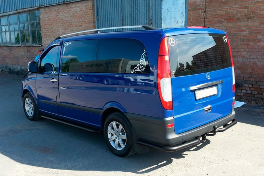 Mercedes Vito W639 2004-2014 гг. Задние уголки AK003 Черный (2 шт., Нержавейка) Средняя и Длинная база Фото 10