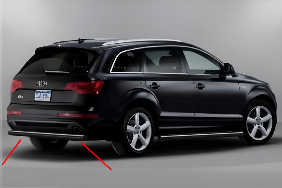 Audi Q7 2005-2015 гг. Задняя защита AK002 Черная (нерж. сталь) Image