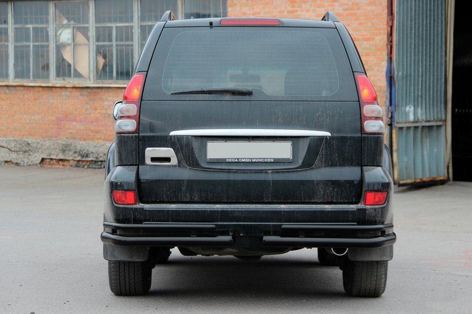 Toyota Land Cruiser Prado 120 2002-2009 гг. Задние двойные дуги AK003-1 Черный (2 шт., нерж. сталь) Фото 2