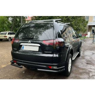 Задняя защита AK003-Double Black (2 шт., нержавейка) Mitsubishi Pajero Sport 2008-2015 гг.