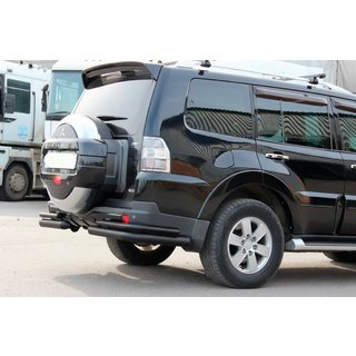 Задняя двойная дуга AK003 Черная (нерж. сталь) Mitsubishi Pajero Wagon IV 2006-2021 гг. фото 2