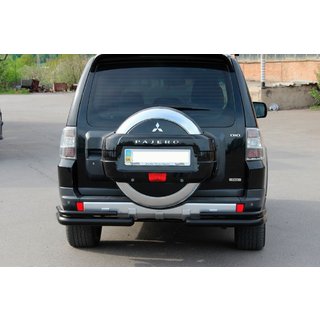 Задняя двойная дуга AK003 Черная (нерж. сталь) Mitsubishi Pajero Wagon IV 2006-2021 гг. фото 3
