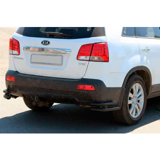 Задние двойные угловые дуги AK003-Двойной Black (нерж.) Kia Sorento II XM 2009-2014 гг. фото 3
