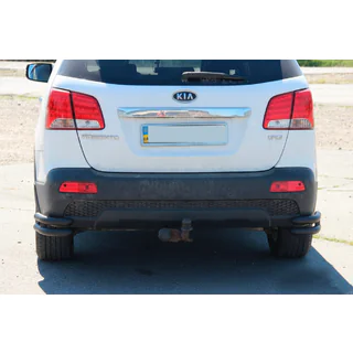Задние двойные угловые дуги AK003-Двойной Black (нерж.) Kia Sorento II XM 2009-2014 гг. фото 2