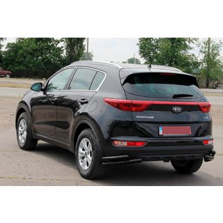 Задняя двойная угловая защита AK003 Двойная Черная (Нержавейка) Kia Sportage 2015-2021 гг. фото 3