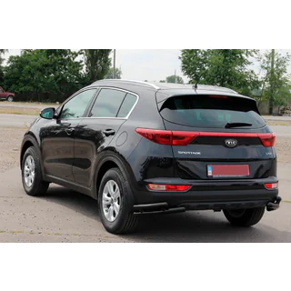 Задняя двойная угловая защита AK003 Двойная Черная (Нержавейка) Kia Sportage 2015-2021 гг. фото 3