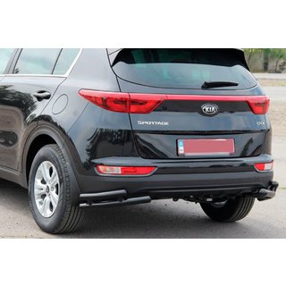 Задняя двойная угловая защита AK003 Двойная Черная (Нержавейка) Kia Sportage 2015-2021 гг. фото 1