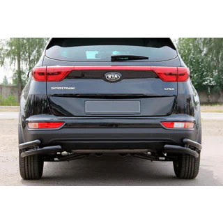 Задняя двойная угловая защита AK003 Двойная Черная (Нержавейка) Kia Sportage 2015-2021 гг. фото 2