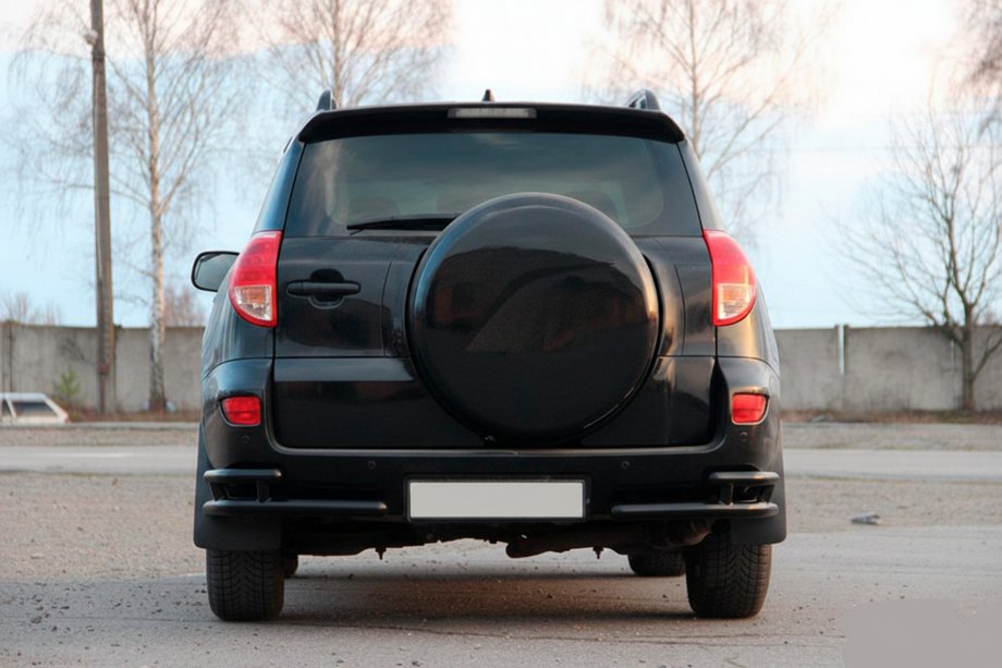 Toyota Rav 4 2006-2013 гг. Задние уголки AK003-double Черный (2 шт., нержавейка) Фото 1