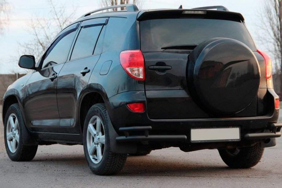 Toyota Rav 4 2006-2013 гг. Задние уголки AK003-double Черный (2 шт., нержавейка) Фото 2