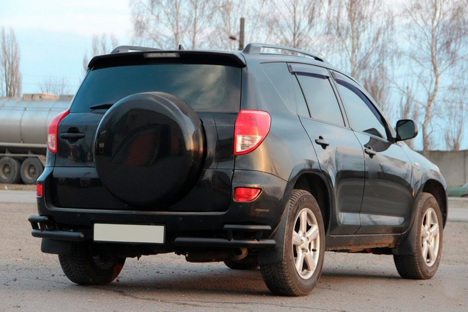 Toyota Rav 4 2006-2013 гг. Задние уголки AK003-double Черный (2 шт., нержавейка) Фото 3