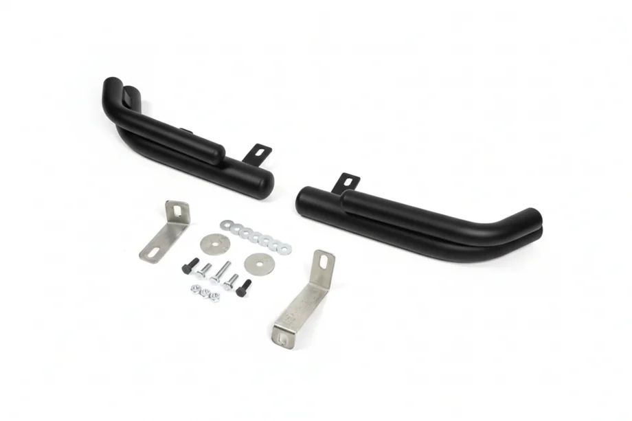 Hyundai Santa Fe 2 2006-2012 гг. Задние двойные угловые дуги AK003 Double Black (нерж. сталь) Image