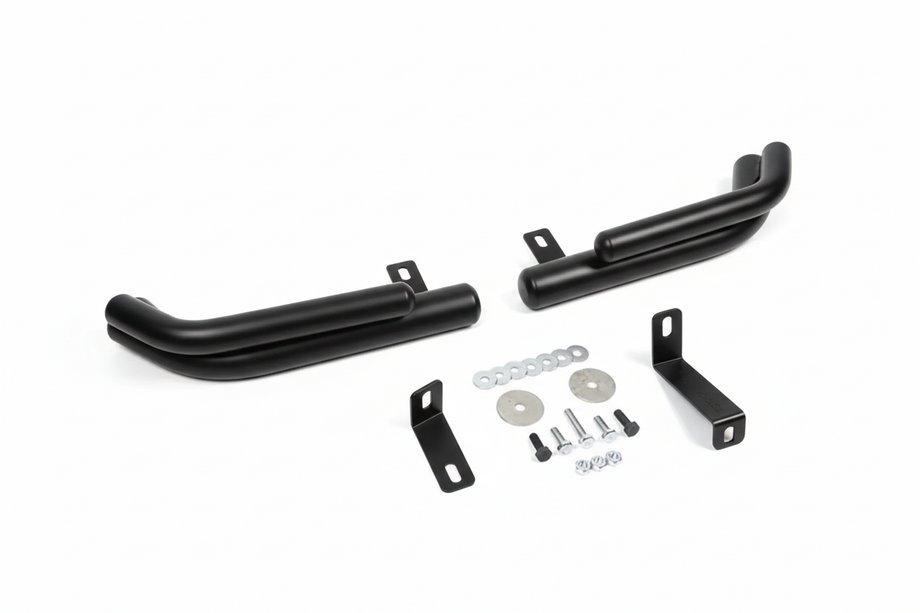 Hyundai Santa Fe 2 2006-2012 гг. Задние двойные угловые дуги AK003 Double Black (нерж. сталь) Фото 2