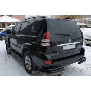 Задние Двойные Дуги AK003-2 Черные (2 шт., Нержавейка) Toyota Land Cruiser Prado 120 2002-2009 гг. фото 3