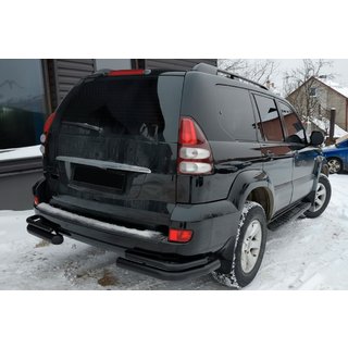 Задние Двойные Дуги AK003-2 Черные (2 шт., Нержавейка) Toyota Land Cruiser Prado 120 2002-2009 гг. фото 1