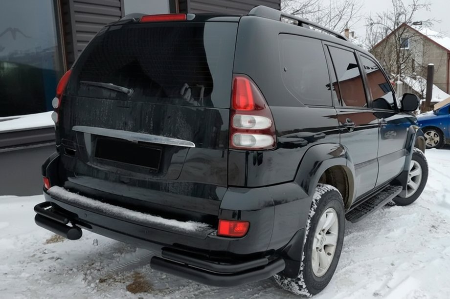Toyota Land Cruiser Prado 120 2002-2009 гг. Задние Двойные Дуги AK003-2 Черные (2 шт., Нержавейка) Фото 1