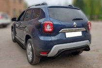 Renault Duster 2018-2024 гг. Задняя защита AK007 Черная (нерж. сталь) фото 1