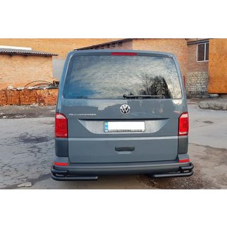 Задние угловые дуги AK003-Double Black (2 шт., нерж. сталь) Volkswagen T6 2015-2024 гг. фото 3