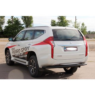 Задняя защита AK005 Черный (нерж. сталь) Mitsubishi Pajero Sport 2015- гг. фото 2