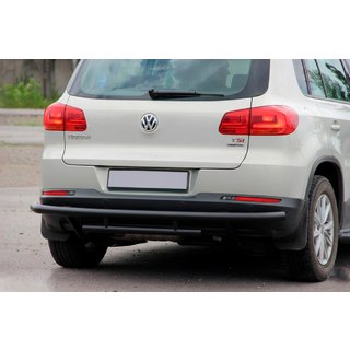 Задняя защита AK002-2 Черный (нерж. сталь) Volkswagen Tiguan 2007-2016 гг. фото 1