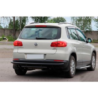 Задняя защита AK002-2 Черный (нерж. сталь) Volkswagen Tiguan 2007-2016 гг. фото 3