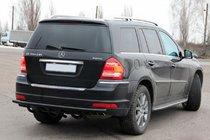 Mercedes GL class X164 2006-2012 гг. Задняя дуга AK-style Черная (нержавейка) фото 3