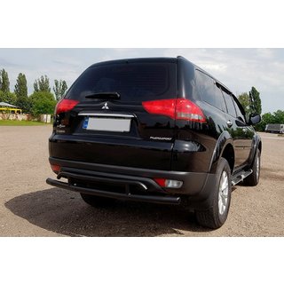 Задняя защита AK002-2 Черный (2 шт, нерж. сталь) Mitsubishi Pajero Sport 2008-2015 гг. фото 2