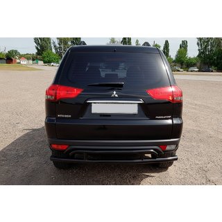 Задняя защита AK002-2 Черный (2 шт, нерж. сталь) Mitsubishi Pajero Sport 2008-2015 гг. фото 4