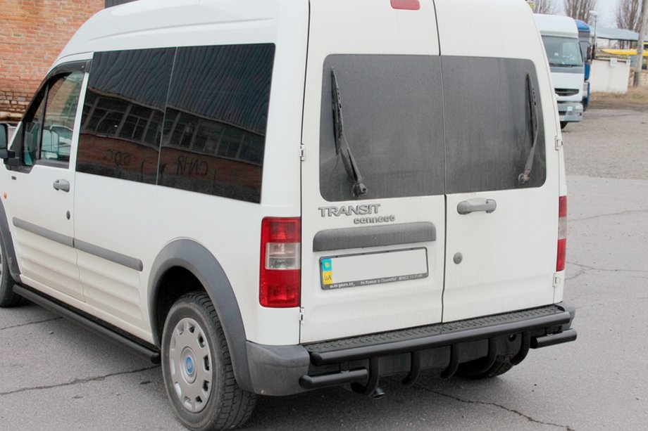 Ford Connect 2006–2009 гг. Задняя дуга AK-design Черная (нерж. сталь) Image