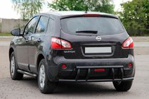 Nissan Qashqai 2010-2014 гг. Задняя дуга AK011 Черная (нерж.) фото 3