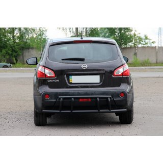 Задняя дуга AK011 Черная (нерж.) Nissan Qashqai 2010-2014 гг. фото 1