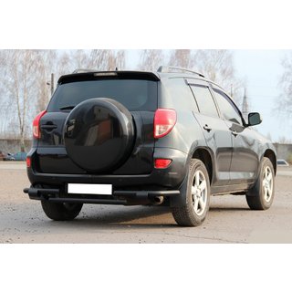 Задняя защита AK005-2 Черная (2 шт., Нержавейка) Toyota Rav 4 2006-2013 гг. фото 1