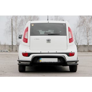 Задняя защита AK007-2 Черный (нерж. сталь) Kia Soul II 2013-2018 гг. фото 2