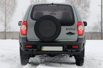 Chevrolet Niva 1998-2020 гг. Задняя дуга AK015 Черная (нержавейка) фото 2