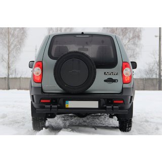 Задняя дуга AK015 Черная (нержавейка) Chevrolet Niva 1998-2020 гг. фото 2