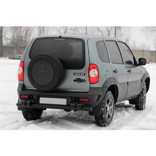 Задняя дуга AK015 Черная (нержавейка) Chevrolet Niva 1998-2020 гг. фото 1