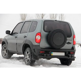 Задняя дуга AK015 Черная (нержавейка) Chevrolet Niva 1998-2020 гг. фото 3