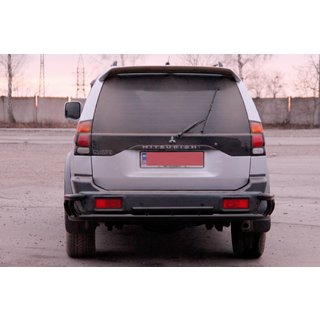 Задняя защита AK005-2 Черный (нерж. сталь) Mitsubishi Pajero Sport 1996-2007 гг. фото 2