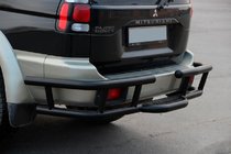 Mitsubishi Pajero Sport 1996-2007 гг. Задняя защита AK-Special Black (нержавейка) фото 5