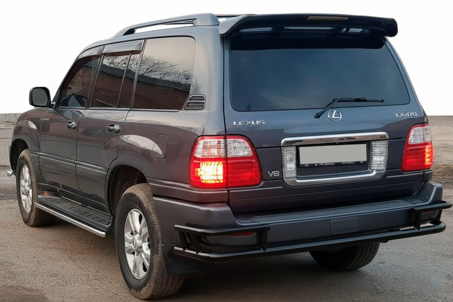 Lexus LX470 1998-2007 гг. Задняя защита AK009-15 Черный (нерж. сталь) Image