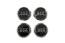 Audi Заглушки в диски 60/58 мм (Черные с хромом, 4 шт.) фото 1