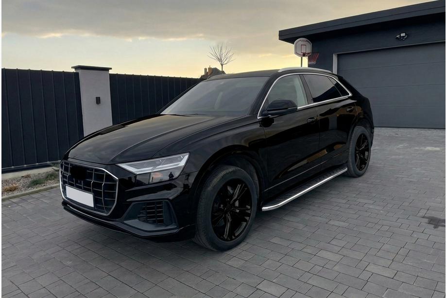 Audi Q8 2018- гг. Боковые Подножки Maydos V1 (2 шт., Алюминий и Нержавейка) Image