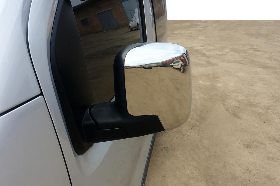 Fiat Fiorino/Qubo 2008-2024 гг. Накладки на Зеркала Верхние (2 шт, Нержавейка) Image