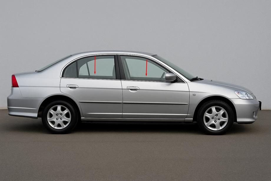 Honda Civic Sedan VII 2001-2006 гг. Наружные молдинги окон нержавейка (4 шт) Carmos - Турецкая Нержавеющая Сталь Image