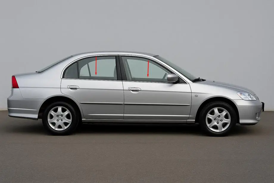 Honda Civic Sedan VII 2001-2006 гг. Наружные молдинги окон нержавейка (4 шт) Image