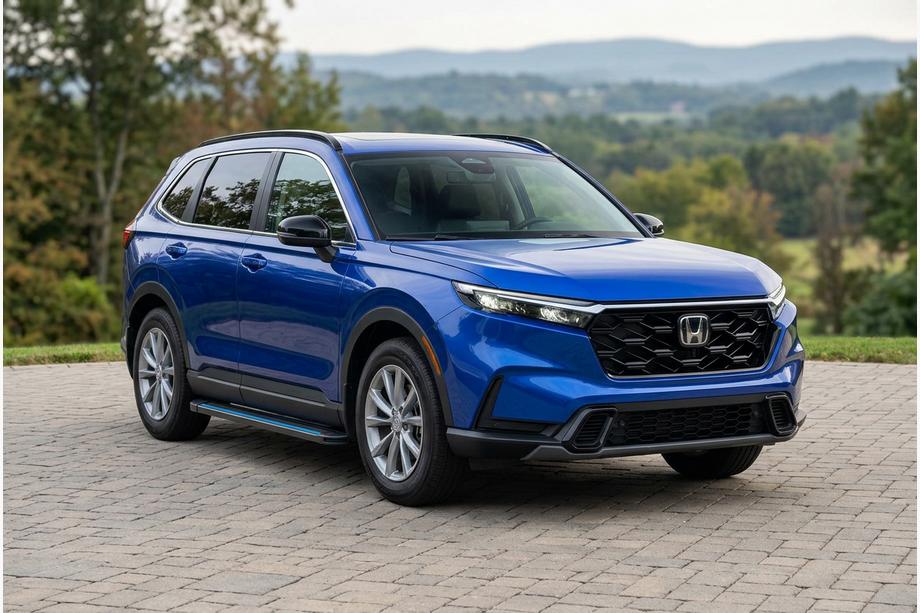 Honda CRV 2022- гг. Боковые пороги Maya Blue (2 шт., Алюминий) Image