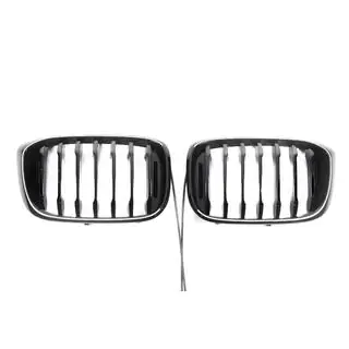 Решетка радиатора «ноздри» 1 Bar LED (2018-2021, черный глянец) фото 2