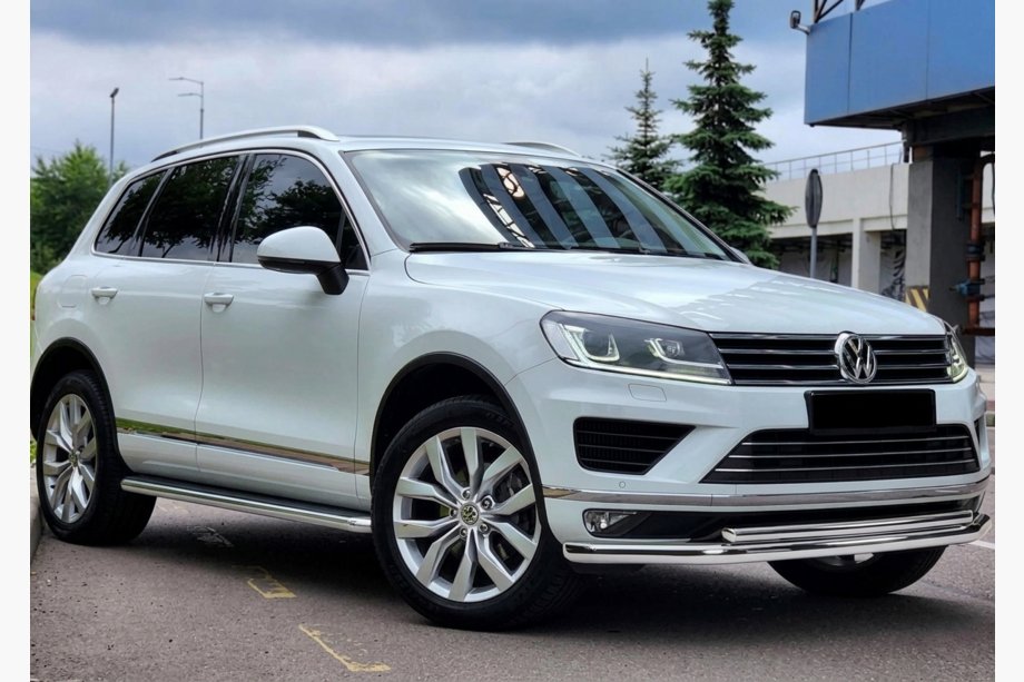 Volkswagen Touareg 2010-2018 гг. Передняя защита ST014 (нержавейка) Image