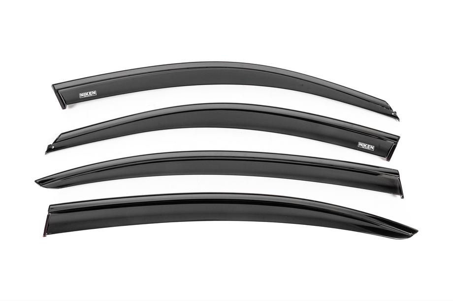 BMW 3 серия F30/F31 2012-2019 гг. Ветровики с чёрным молдингом Niken Luxury (4 шт) Фото 1