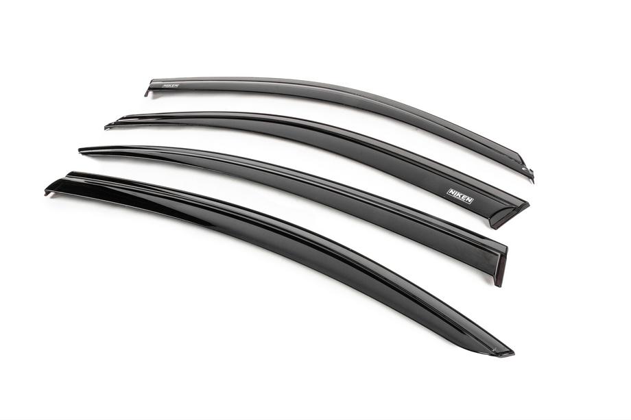 BMW 3 серия F30/F31 2012-2019 гг. Ветровики с чёрным молдингом Niken Luxury (4 шт) Фото 2